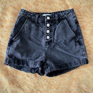 Nasty Gal High-Waisted Denim Shorts, Black XS